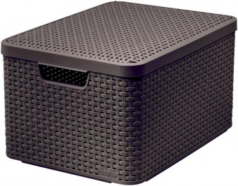 Coș de rufe Curver® STYLE2 LID L, maro închis, 45x25x33 cm, cu capac