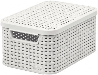 Coș de rufe Curver® STYLE2 LID S, crem, 29x20x14 cm, cu capac