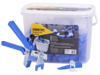 Set de nivelare Strend Pro LS511, 100 buc distanțiere de 1,0 mm, 100 buc pene + clește, StarterKIT