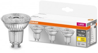 Bec OSRAM® LED GU10 50 (ean8392) 36° 4,3W/840 4000K MULTIPACK pachet 3 buc, sticla, Star CLASSIC