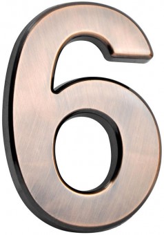 Număr de casă MagicHome „6”, cu bandă adezivă, bronz, 70x100 mm, ABS