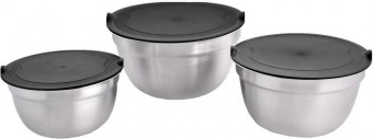 Bol MagicHome, oțel inoxidabil, cu capac, 14-16-18 cm, set 3 buc.