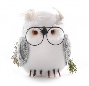 Owl MagicHome, 13x16x15cm, alb, puf