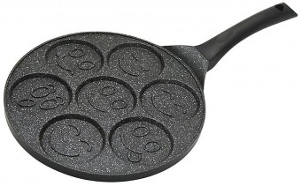 Tigaie MagicHome, cu inductie, 27cm, pentru clatite si ochi de taur, cu smiley, pentru 7 bucati