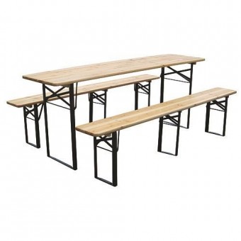 Set bere DORTMUND Max, masă 220x70x77 cm, 2x bancă 220x25x47 cm, lemn 27 mm