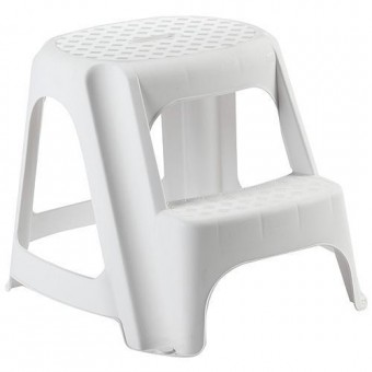 Scara Plastic 2 trepte, 40cm, alb, max 150kg