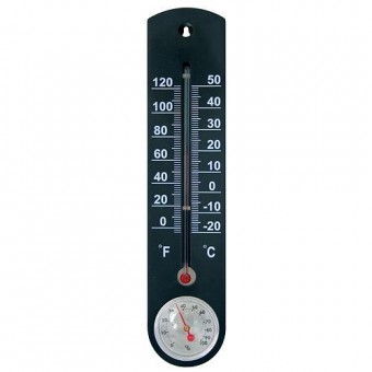 Termometru din plastic TMS-055 BlackBar, 250x55x12 mm, higrometru