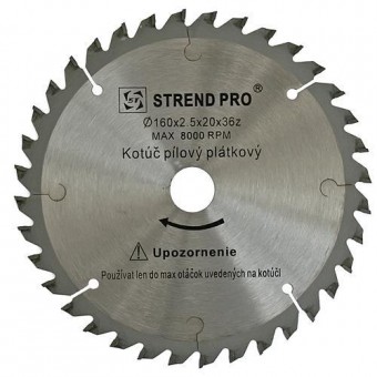 Disc ferăstrău pentru lemn 160x2,5x20 36 dinți Strend Pro, placă SK