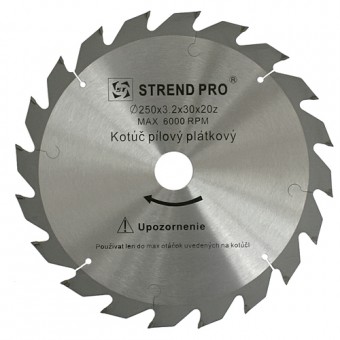 Disc ferăstrău pentru lemn 250x3,2x30 20 dinți Strend Pro, placă SK