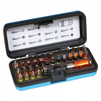 Set biți 37 buc Strend Pro, cu suport magnetic, bit 25 mm, S2,