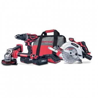 Set Worcraft SW-01, S20LI, 1x ferăstrău circular, 1x polizor unghiular, 1x burghiu, 2x acumulator, încărcător + Ba