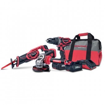 Set Worcraft SW-02, S20LI, 1x ferăstrău alternativ, 1x polizor unghiular 1x burghiu, 2x acumulator, 1x încărcător