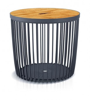 Masa Clubo 450x410 mm, 2 in 1, cos universal, capac din bambus, 50 litri, antracit