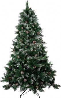 MagicHome Brad de Crăciun Albero, brad, capete înzăpezite, cu conuri de pin, 200 cm