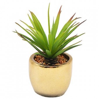 Planta decor MagicHome, 19 cm, oală - ciment, auriu