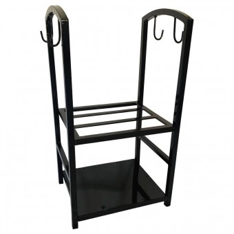 Suport pentru lemne cu 2 polite, Vivatechnix VMD-1027, Metal, Negru, 40x30x74 cm