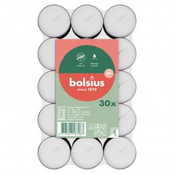 Lumanare Bolsius, ceai, 6 ore, alb, pachet. 30 buc