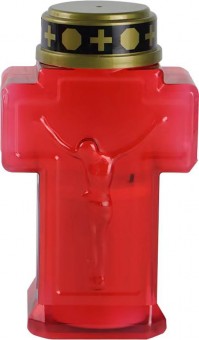 Lumanare MagicHome, cruce, LED, pentru mormant, rosu, 2xAA, 15,3x6,8 cm, (parte a pachetului 2xAA)
