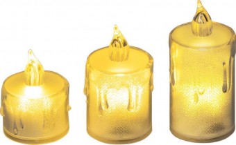 Lumanare de Craciun MagicHome, set de 3, LED alb cald, iluminare simpla, 3,7x5/6,5/8 cm