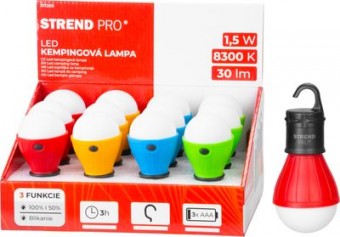 Lampă de camping Strend Pro C748, lampă de camping, formă bec, 3xAAA, mix de culori, Sellbox 12 buc.