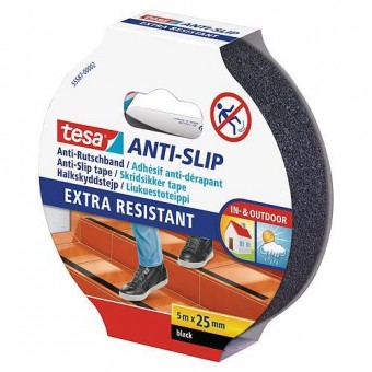 Bandă tesa® Anti-alunecare, neagră, 25 mm, L-5 m