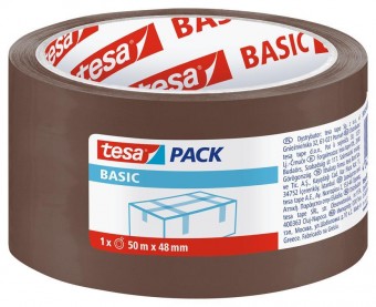 Banda tesa® BASIC, pentru ambalare, adeziva, maro, 48 mm, L-50m