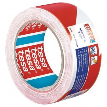 Bandă tesa® PRO Marcaj, avertisment, roșu-alb, 50 mm, L-33 m