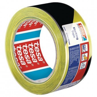 Bandă tesa® PRO Marcaj, avertisment, galben-negru, 50 mm, L-33 m