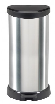 Coș de gunoi Curver® DECO BIN 40L, argintiu/negru, pentru deșeuri