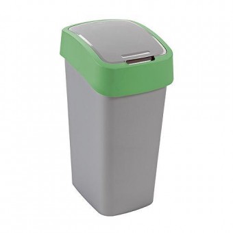 Coș de gunoi Curver® FLIP BIN 10L, gri-argintiu/verde