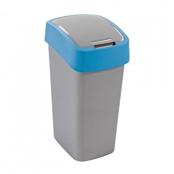 Coș de gunoi Curver® FLIP BIN 50L, gri-argintiu/albastru
