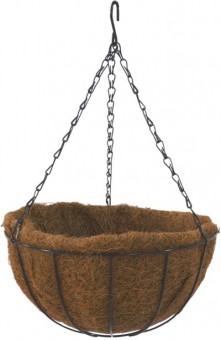 Vešiak Strend Pro, držiak na kvetináč, oceľ/kokos, visiaci, s retiazkou a vešiakom, 35 cm