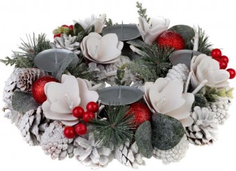 Coronita de Craciun MagicHome, naturala, alba, Advent, 30 cm