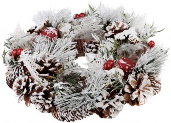 Coroană de Crăciun MagicHome, cu mărăcini de zăpadă, Advent, 31x8,5 cm