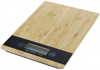 Cantar bucatarie MagicHome, bambus, max. 5 kg, 23x16,5 cm