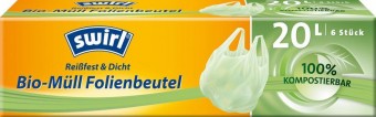 Geantă turbionară BIO, compostabilă, cu urechi, 20 l, 6 buc