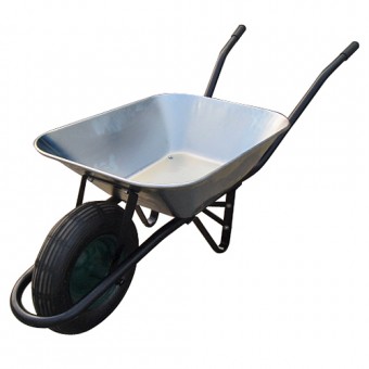 Roabă metalică 60 lit. (roata gonflabila) container galvanizat / cadru negru