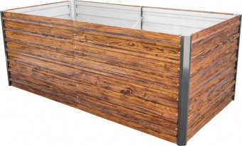 Pat de flori Strend Pro Garden, 200x100x77cm, design 3D lemn, metal, înălțat