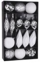 Ball MagicHome, 15 buc, 8-15 cm, alb - argintiu, pentru brad