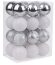 Ball MagicHome, 24 buc, 6 cm, alb - argintiu, pentru brad