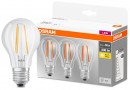 Bec OSRAM® LED FIL Star CLASA A E27 060, 7W/827 2700K non-dim pachet MULTIPACK. 3 buc, transparent, ean9290