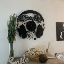 Ceas de perete metalic Krodesign Music is my Life, diametru 60 cm, negru