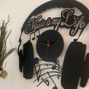 Ceas de perete metalic Krodesign Music is my Life, diametru 60 cm, negru
