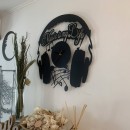 Ceas de perete metalic Krodesign Music is my Life, diametru 60 cm, negru