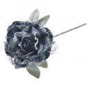 Decor Floare, bujor cu frunză, albastru, tulpină, pachet. 6 bucs