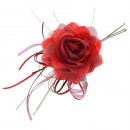 Decor Floare trandafir, rosu, tulpina, pachet. 6 buc