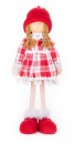 Decor MagicHome Craciun, Fata in rochie in carouri, 32 cm