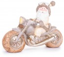 Decoratiuni MagicHome Craciun, Mos Craciun pe motocicleta, ceramica, 47x18,5x34 cm