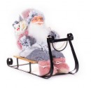 Decor MagicHome Craciun, Mos Craciun pe sanie, gri - roz, 46 cm