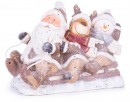Decor MagicHome Craciun, Mos Craciun, ren si om de zapada pe sanie, ceramica, 45x23x34,50 cm